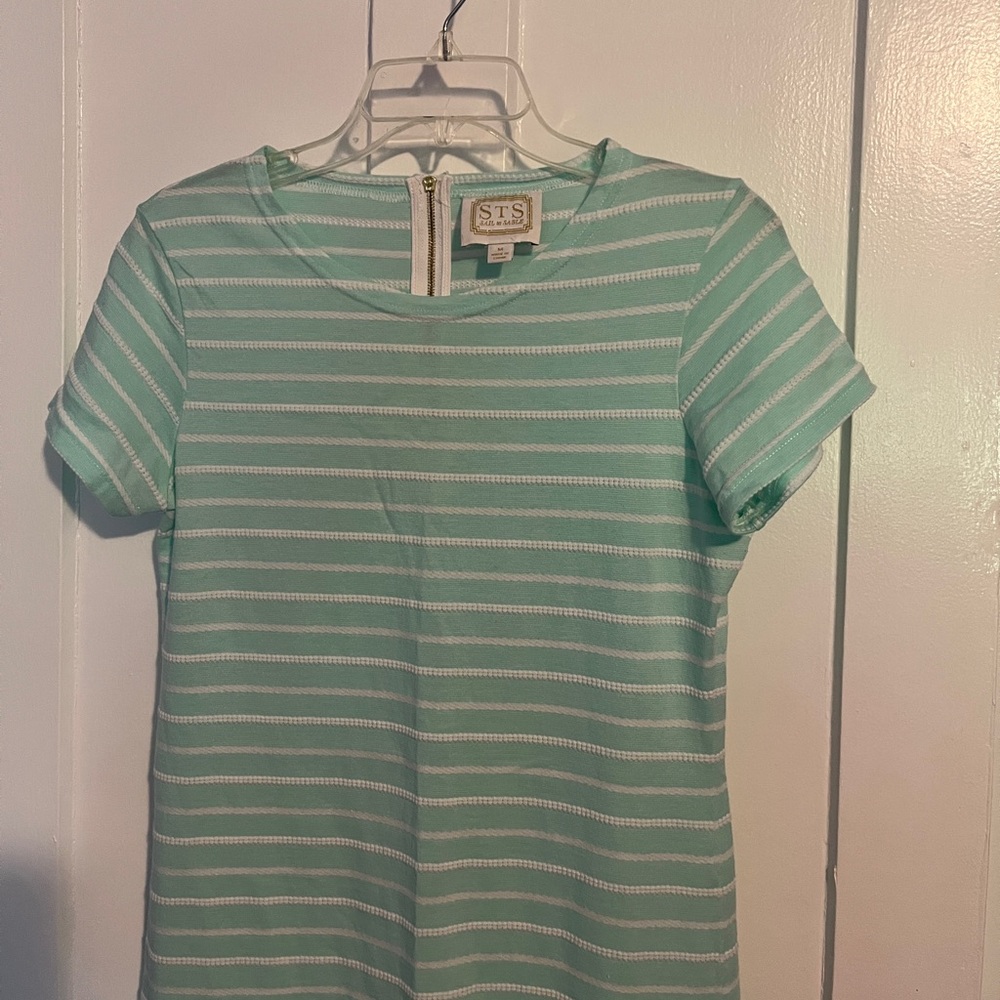 Sail to Sable mint Green and white Sheath Dress Casual Crew Neck